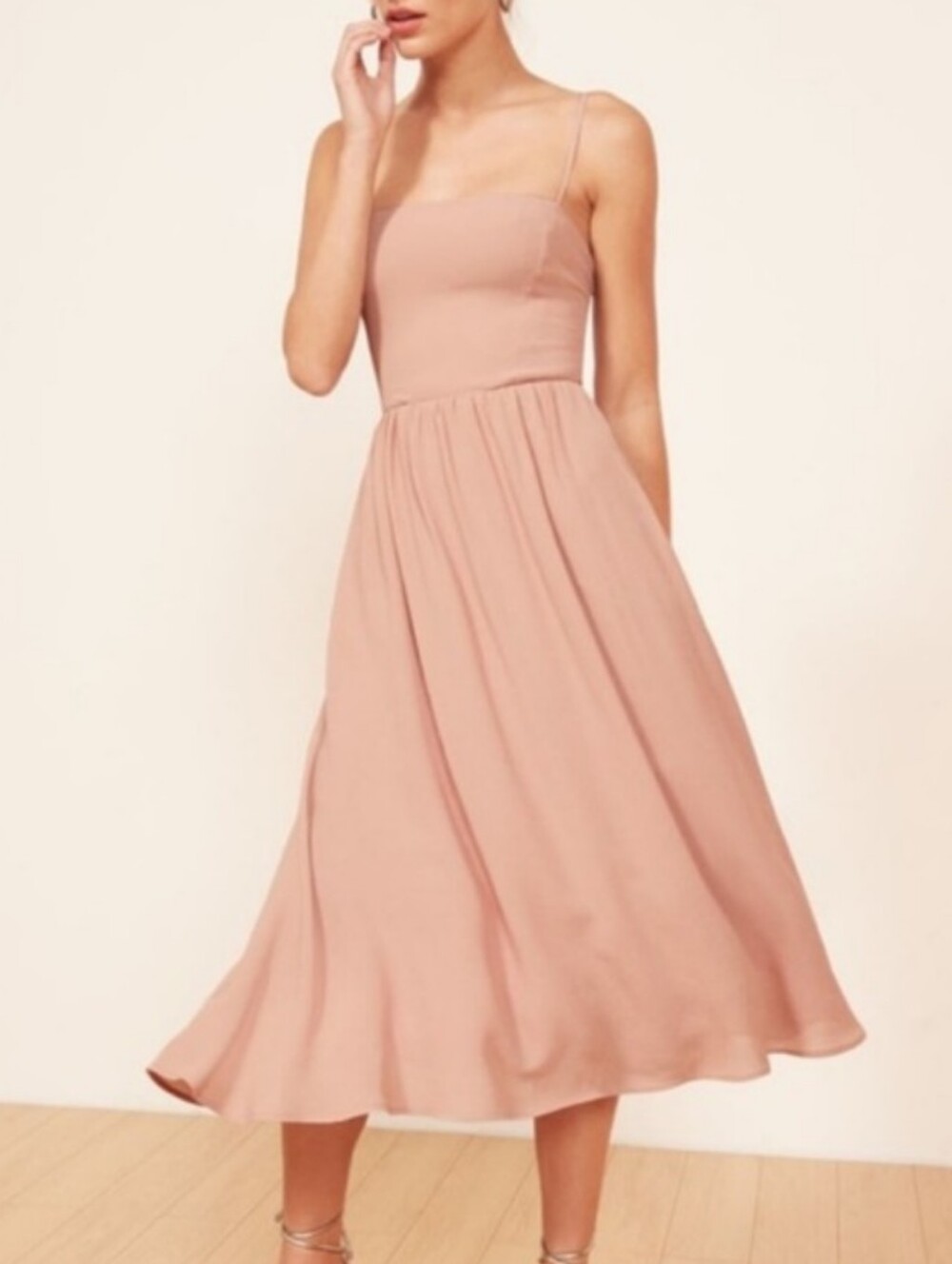 Reformation Rosehip Midi Dress Pink Straps Square Size 4P 4